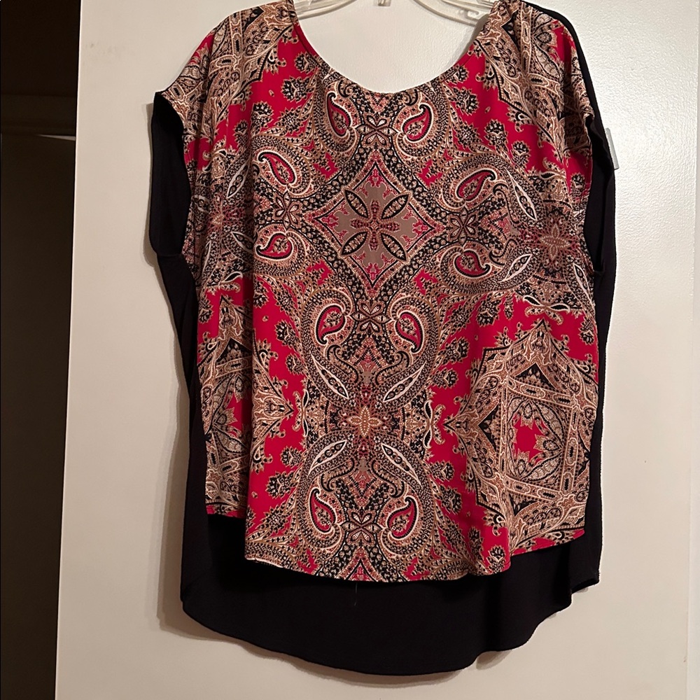 Red and Black Paisley Blouse